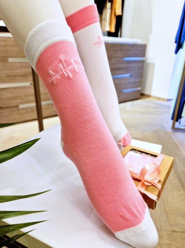 Ponožky Madam Popdrsenka Duo pack - růžová a bílá